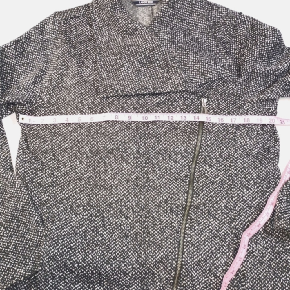Lands End Side Zip Black And White Tweed Womens M Coat Office Whimsigoth Preppy - Picture 14 of 16